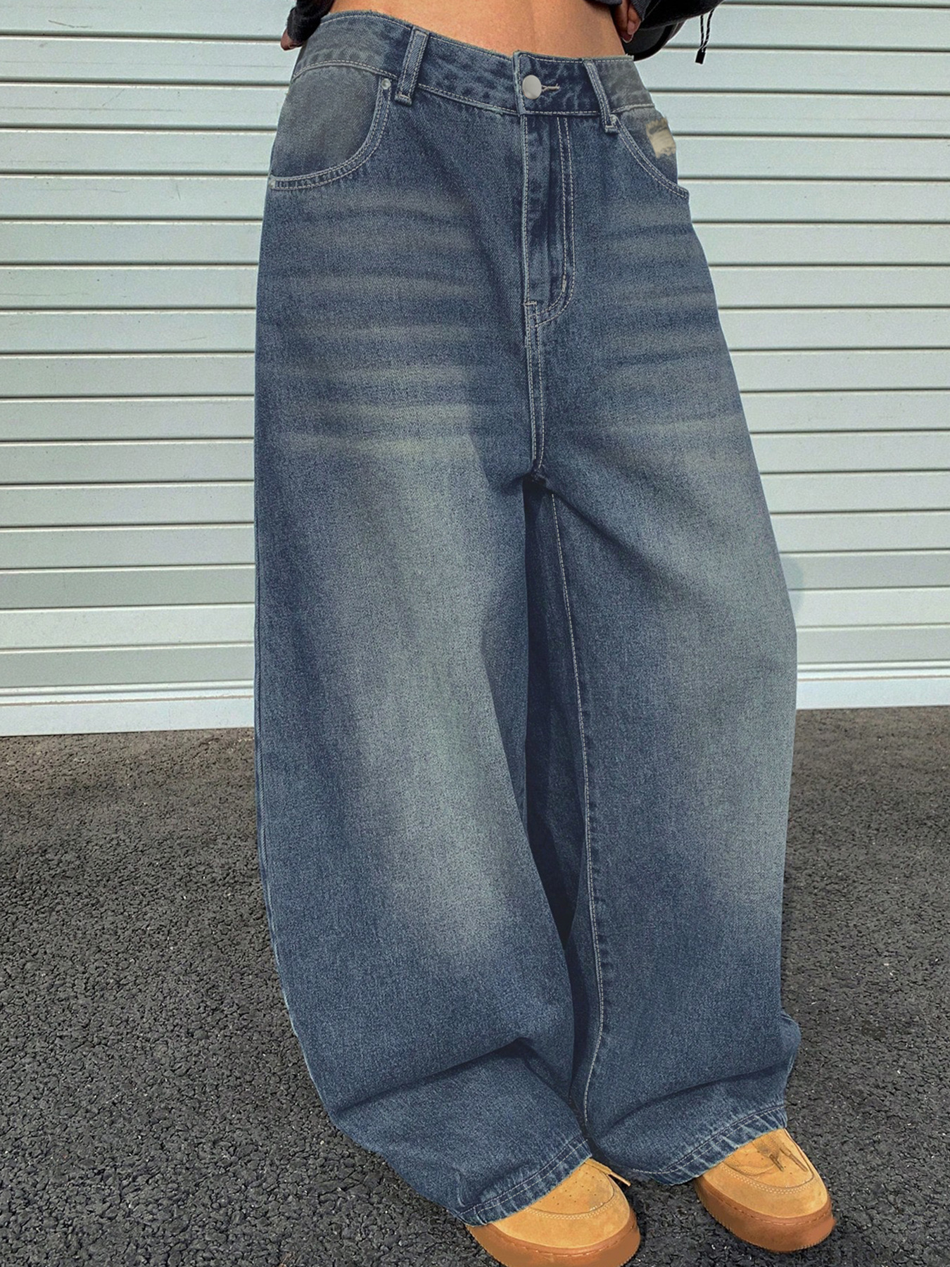 Loose Wide Leg Casual Jeans With Holes