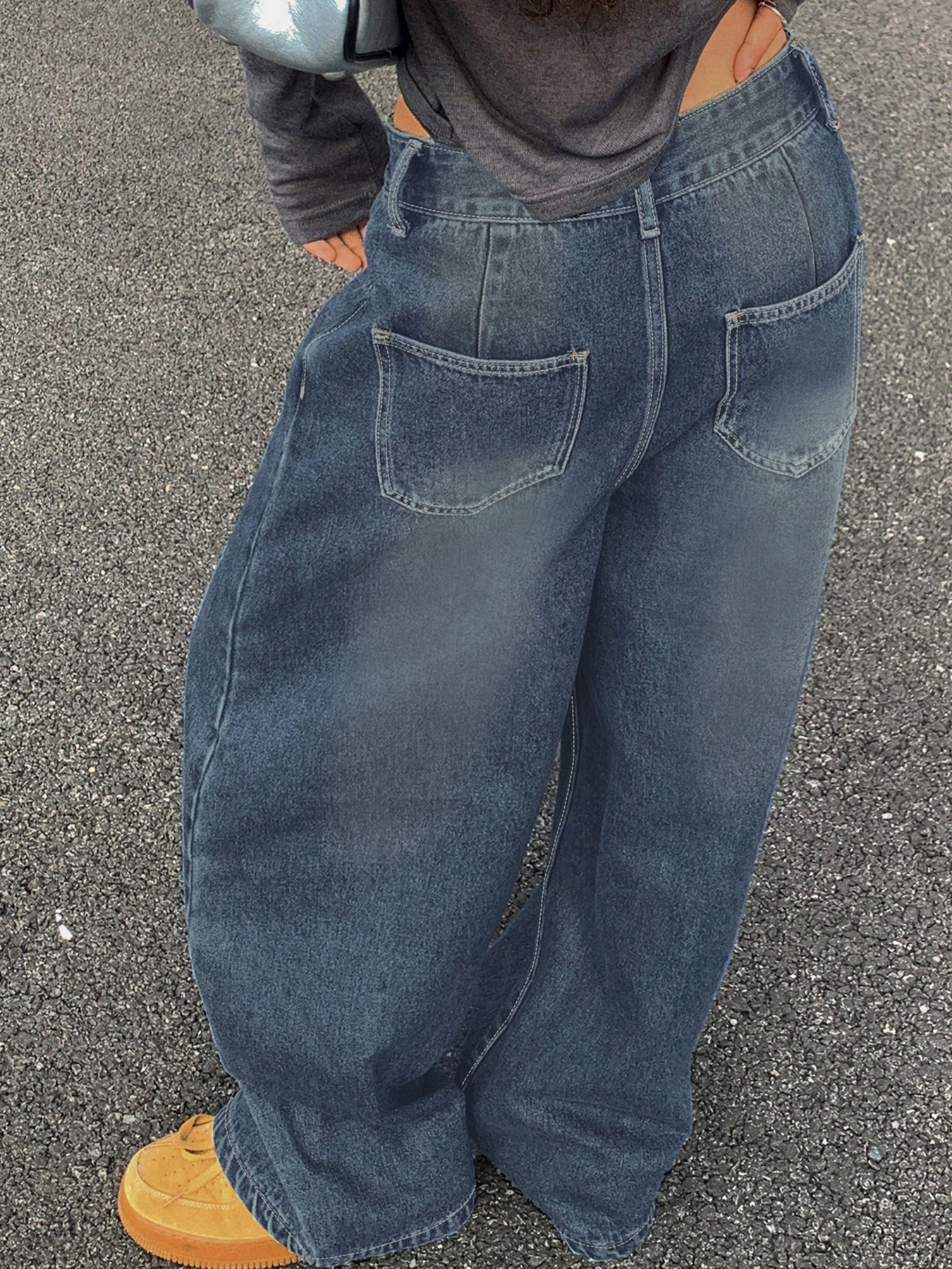 Loose Wide Leg Casual Jeans With Holes