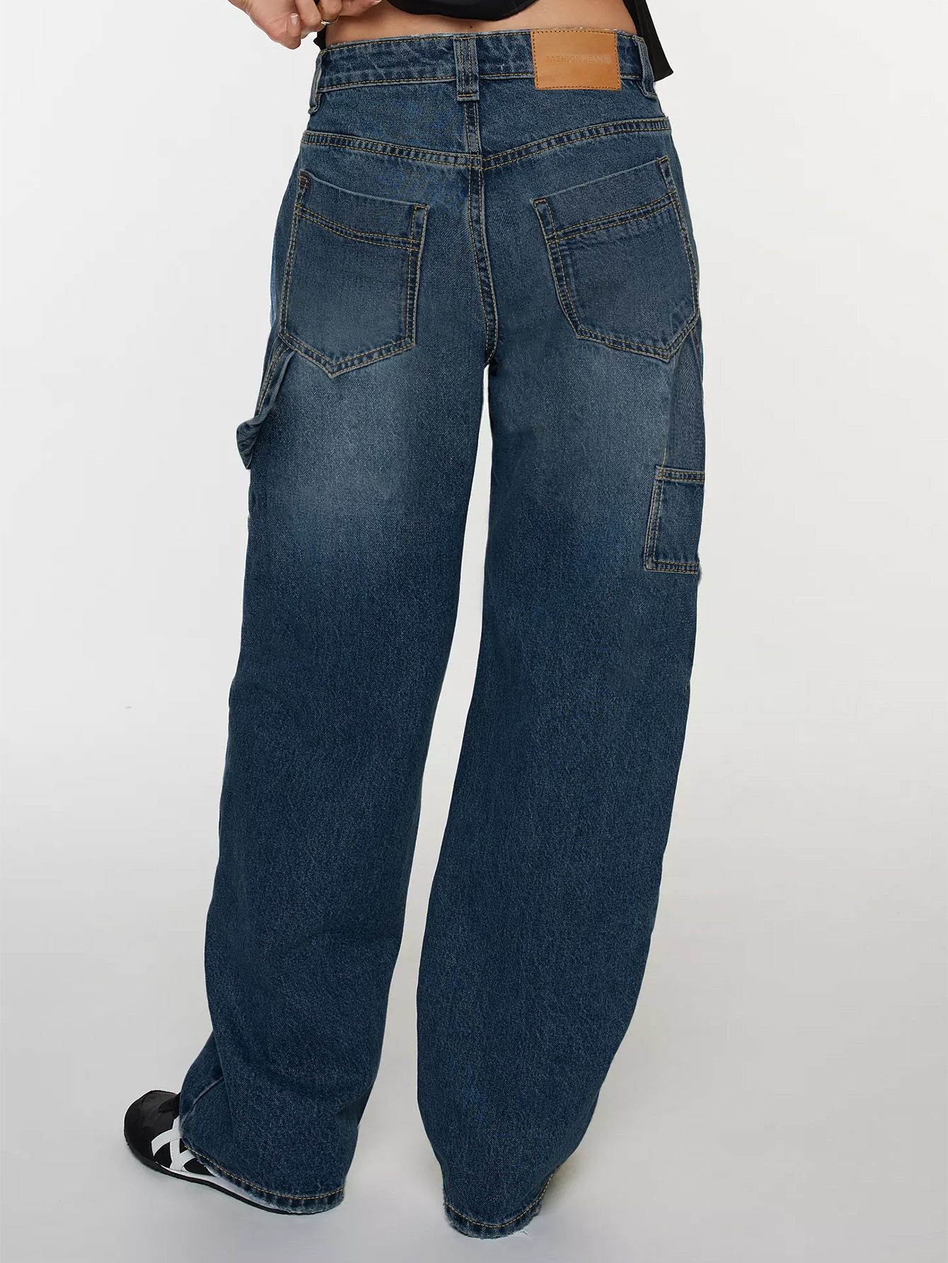 Blue Straight Tube Workwear With A Stylish Design, Denim