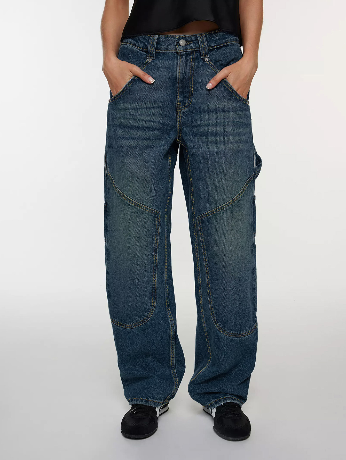 Blue Straight Tube Workwear With A Stylish Design, Denim