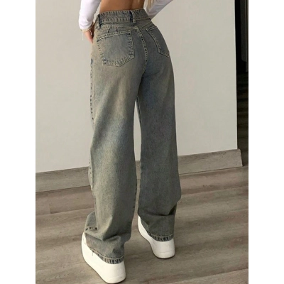 Used Washed Straight Leg Jeans 02