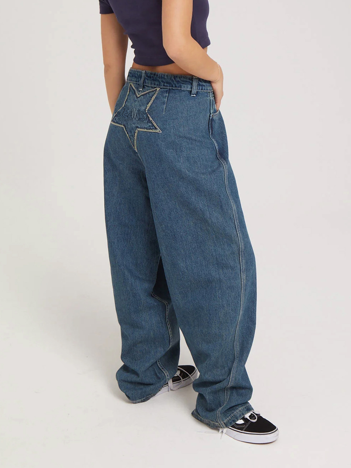 Vintage Pentagram Embroidered Jeans