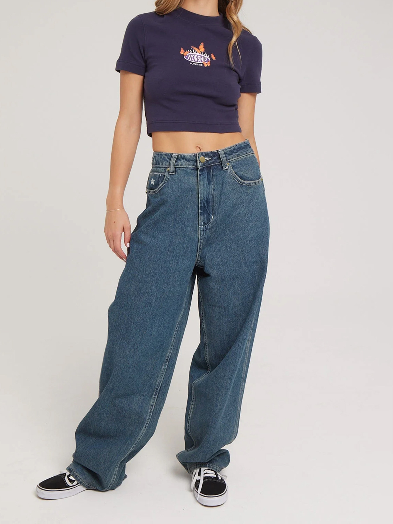 Vintage Pentagram Embroidered Jeans