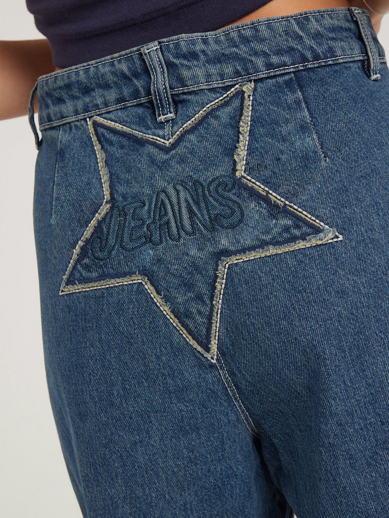 Vintage Pentagram Embroidered Jeans