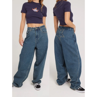 Vintage Pentagram Embroidered Jeans 01