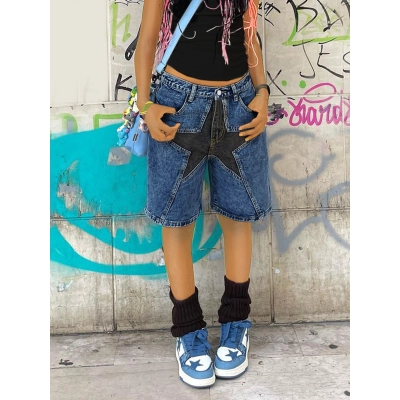 Design Inspired Star Denim Shorts 02