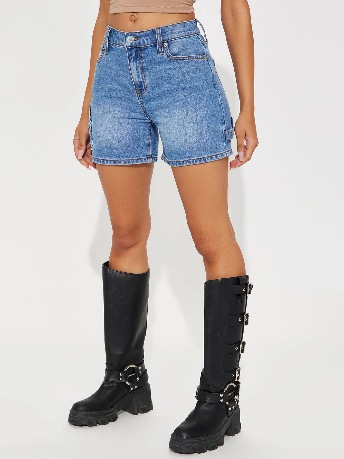 Design Workwear Style Women's Denim Shorts