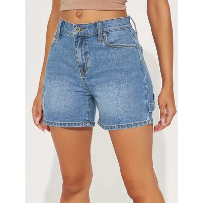 Design Workwear Style Women's Denim Shorts 02