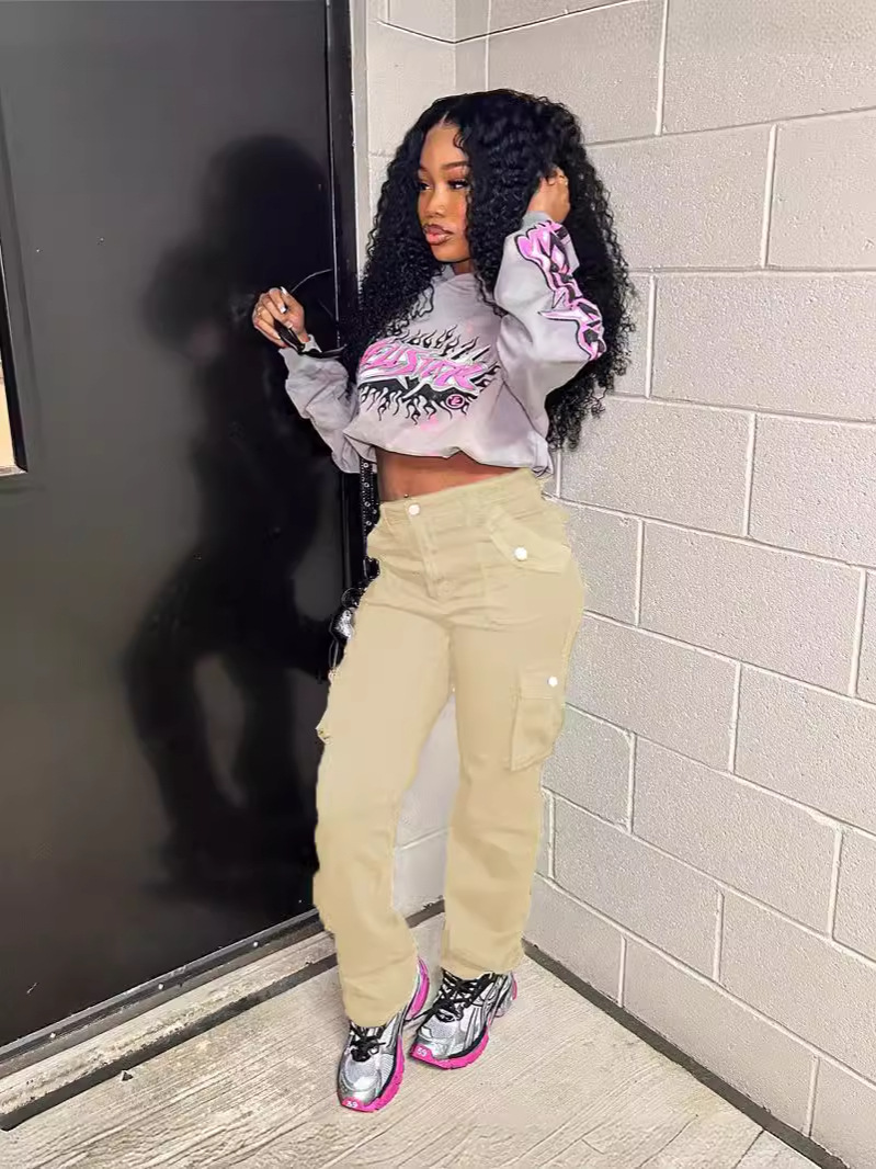 Fashionable Denim Retro Casual Work Pants