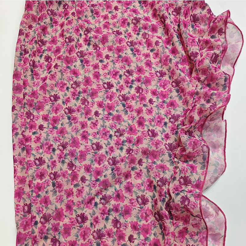 Summer New European & American Style Off-Shoulder Ruffle Hem Printed Asymmetrical Dress