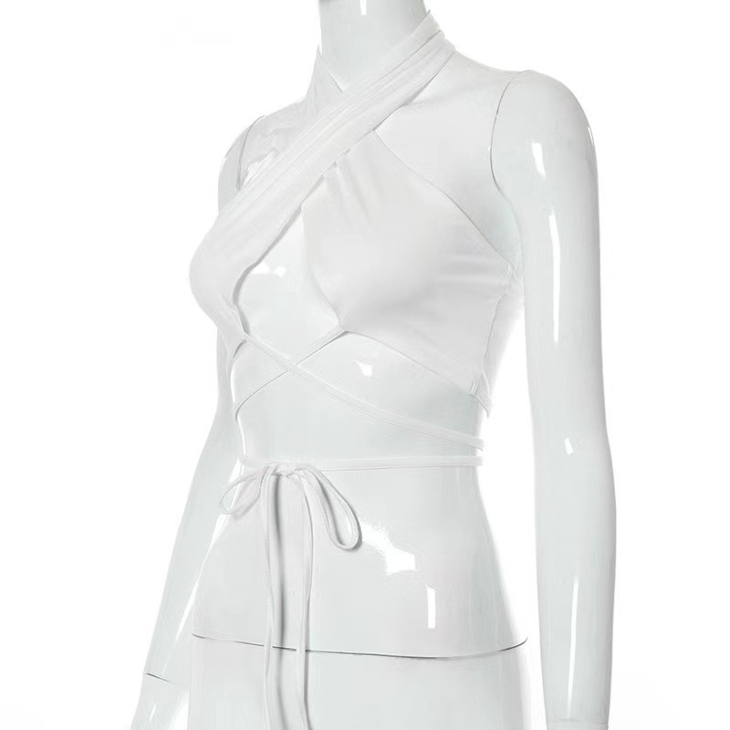 Women's Crisscross Halter Crop Top