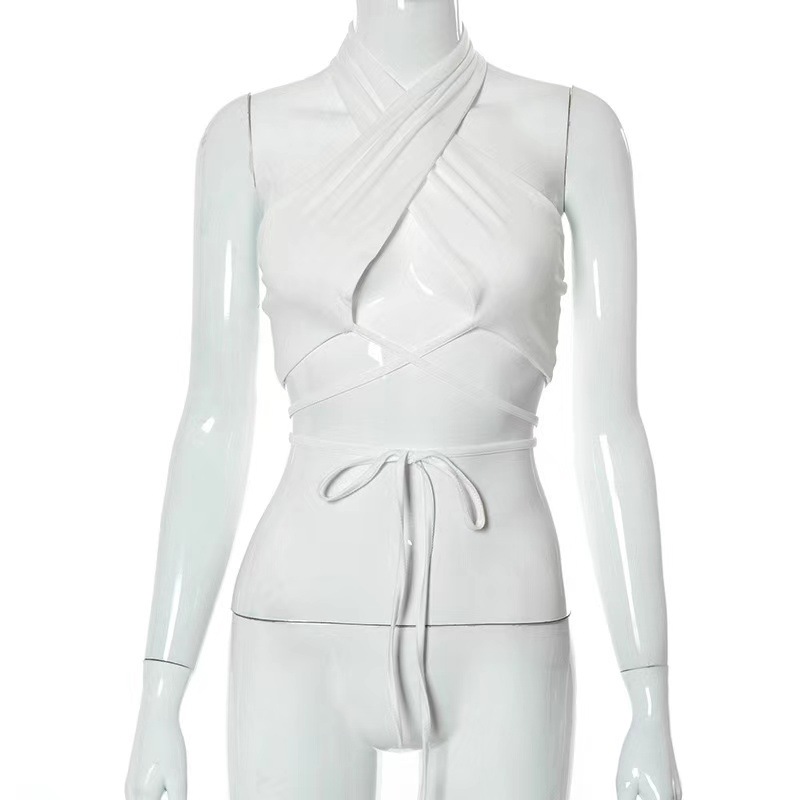 Women's Crisscross Halter Crop Top