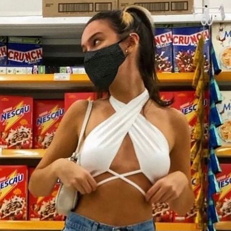 Women's Crisscross Halter Crop Top