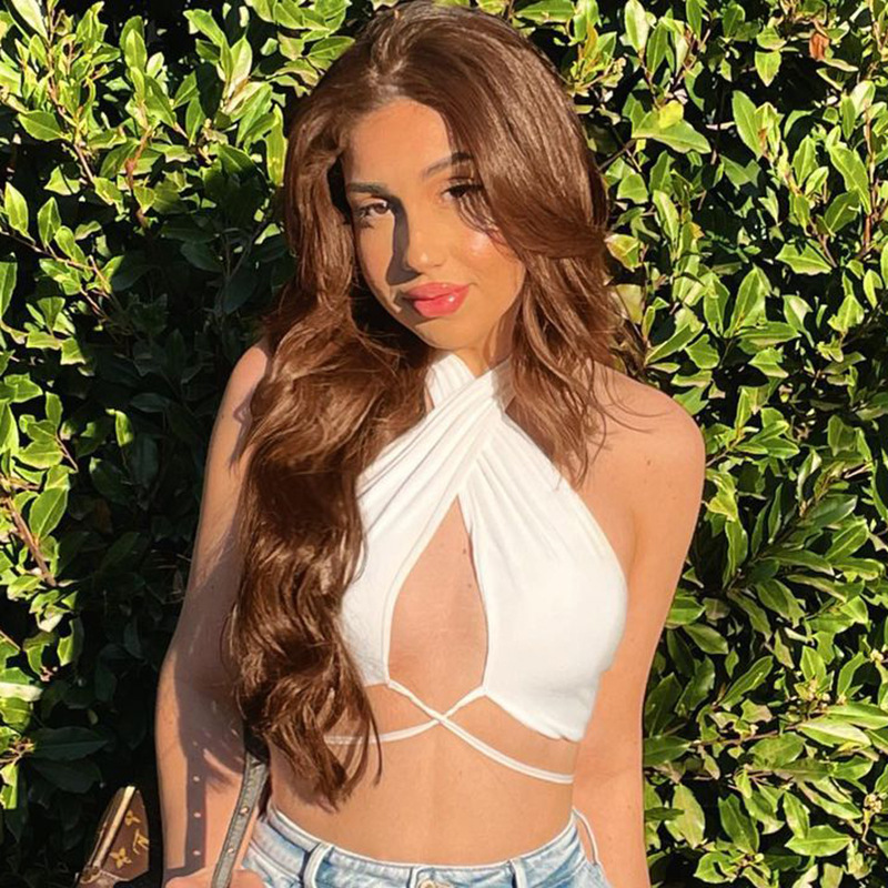 Women's Crisscross Halter Crop Top