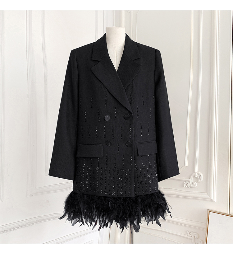 Edgy Chic Women's Double-Breasted Tailored Blazer Dress