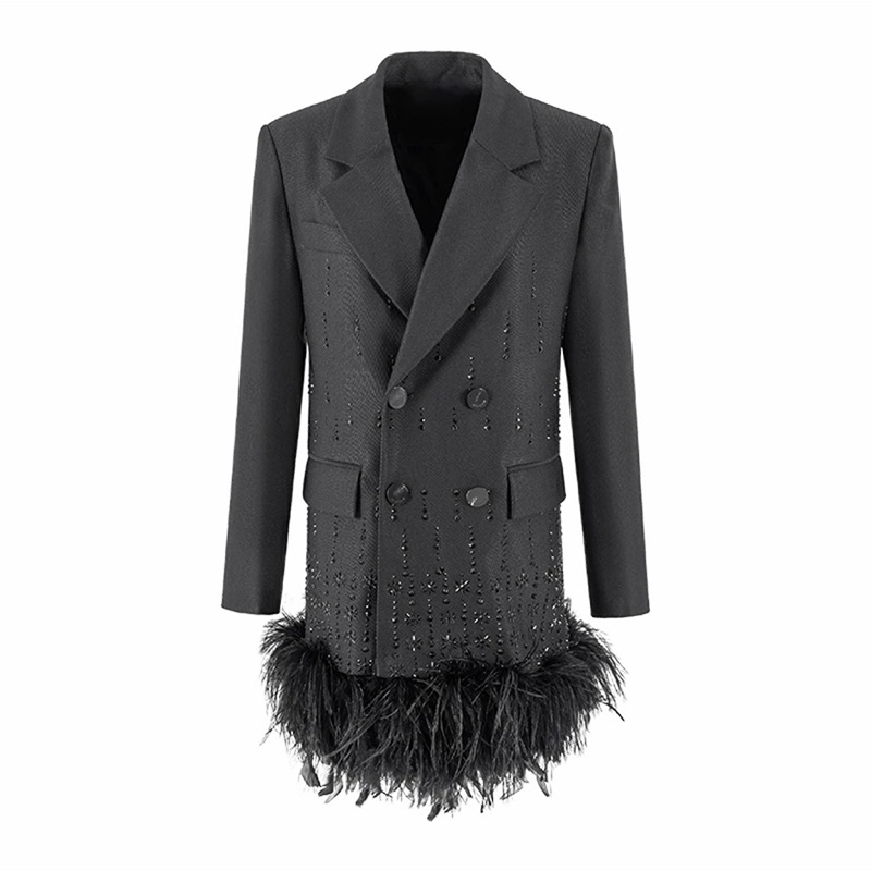 Edgy Chic Women's Double-Breasted Tailored Blazer Dress