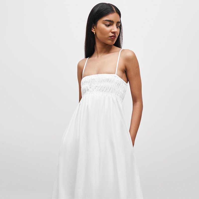 [2025 Summer New] Solid Color Spaghetti Strap Ruched Long Dress 