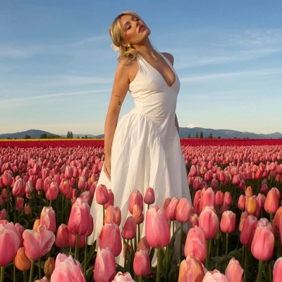 [2025 New Arrival] Halter Deep V-Neck Sleeveless Midi Dress 01