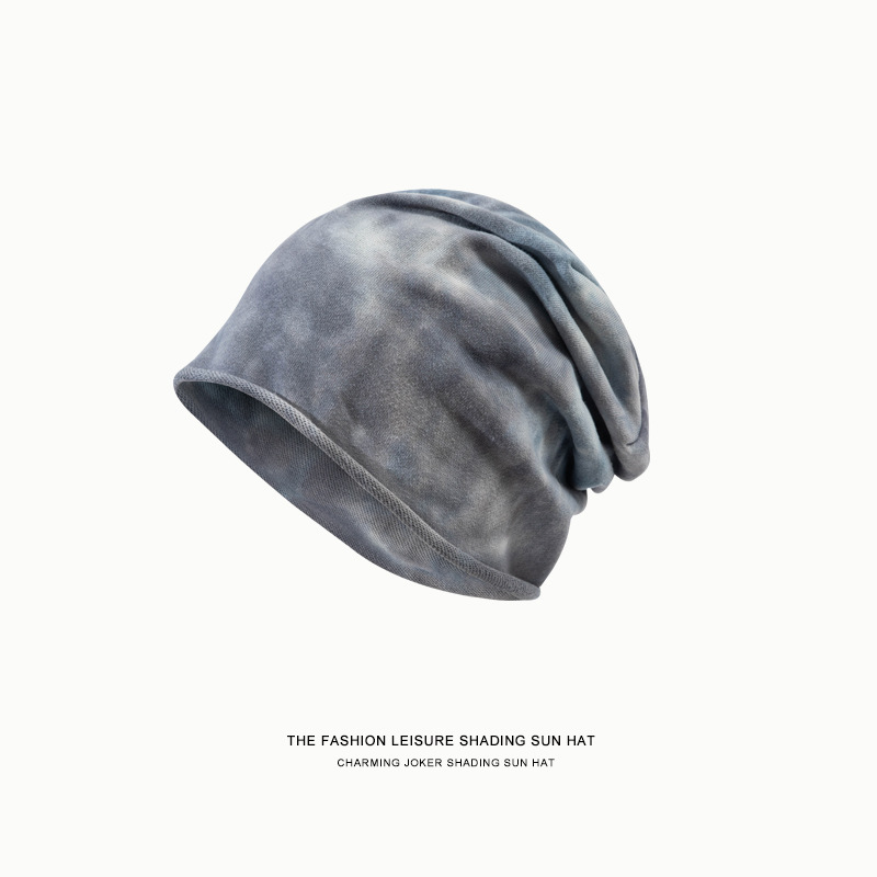 Niche Tie-Dye Slouchy Beanie, Lazy Style Face Slimming Knitted Hat