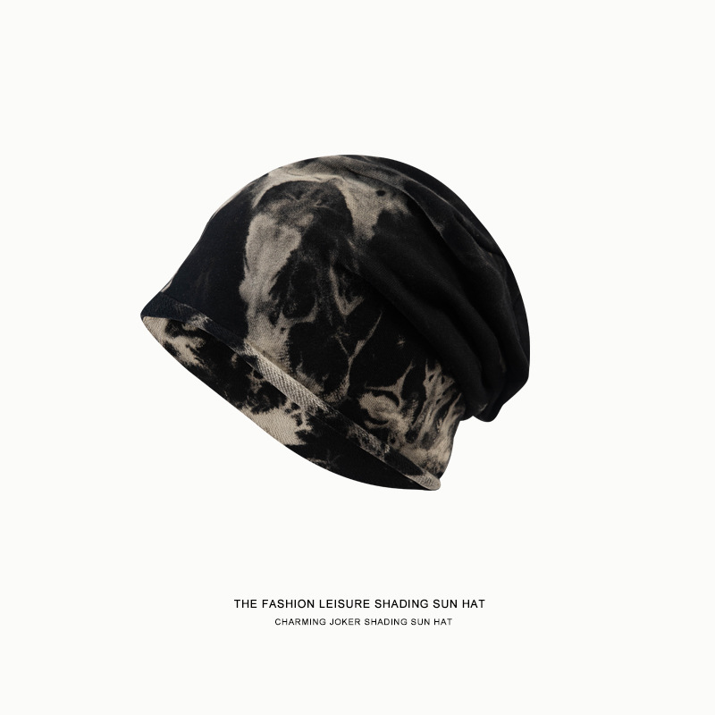 Niche Tie-Dye Slouchy Beanie, Lazy Style Face Slimming Knitted Hat