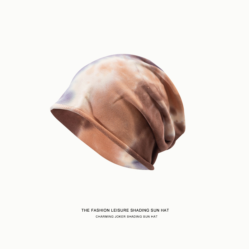 Niche Tie-Dye Slouchy Beanie, Lazy Style Face Slimming Knitted Hat