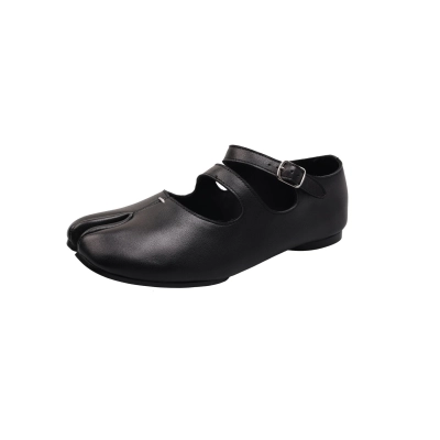 2026 Women's Split-Toe Mary Jane Shoes – Genuine Lambskin Leather, Double-Buckle Flat, Unique Artisan Design 01