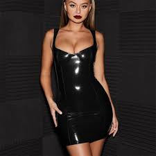 Sexy V-Neck PU Shiny Face Slimming Waist Bag Waist Strap Dress review Amanda Johnson