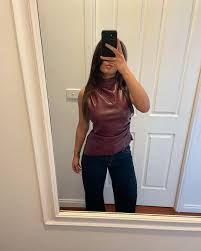 Solid Color PU Slim Fit And Slimming Half High Neck Sleeveless Vest review Amanda Lee