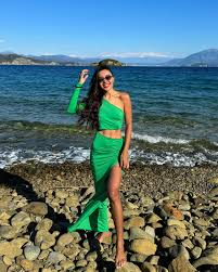 Fashionable And Sexy Slanted Shoulder Single Sleeve Pleated Waist Revealing Slit Dress review Emily Carter