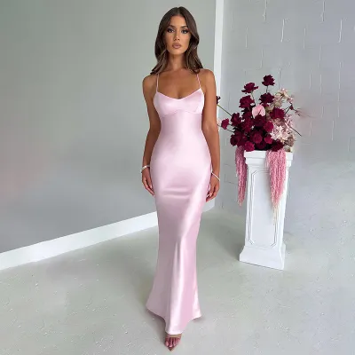 Sexy suspender satin dress 01