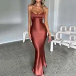 Sexy suspender satin dress
