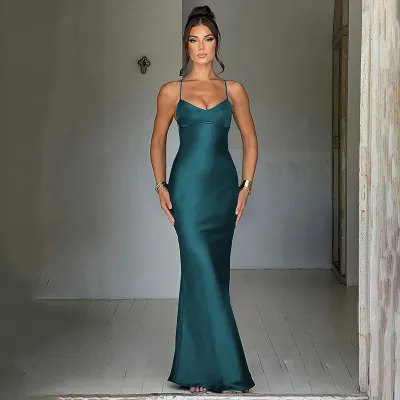 Sexy suspender satin dress 02