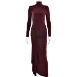 Autumn and winter fashionable and sexy high slit strap waist hugging long skirt