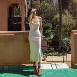 Elegant Satin Slip Backless Maxi Dress