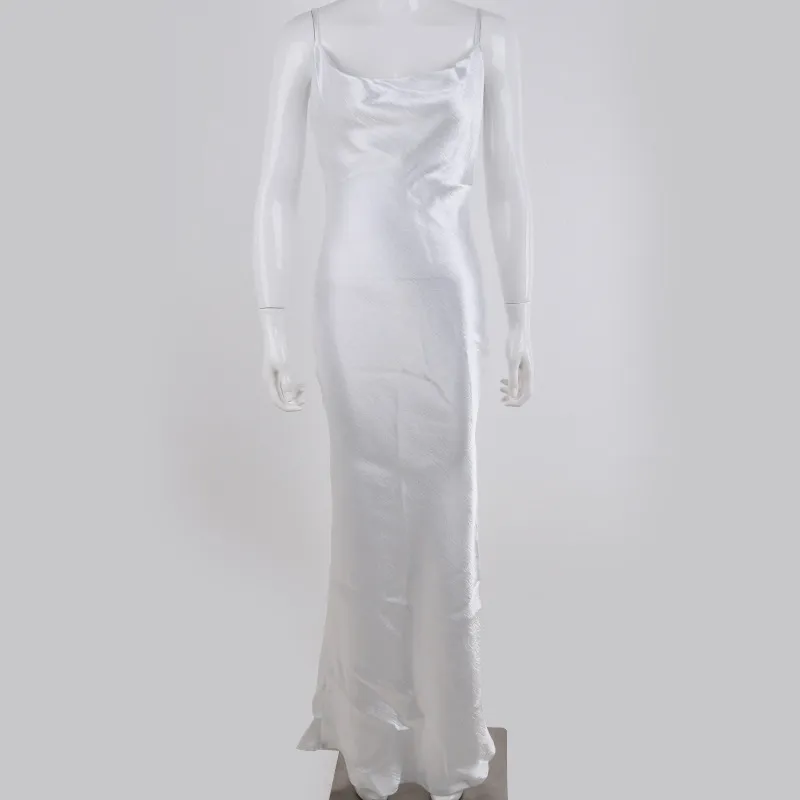 Elegant Satin Slip Backless Maxi Dress
