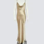 Elegant Satin Slip Backless Maxi Dress