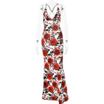 Designsoo Fashionable printed backless slim fit dress