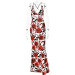 Fashionable printed backless slim fit dress