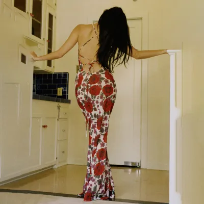 Fashionable printed backless slim fit dress 02