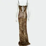 Leopard print backless dress