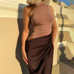 Designsoo Round neck sleeveless patchwork dress