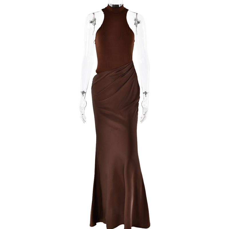 Designsoo Round neck sleeveless patchwork dress