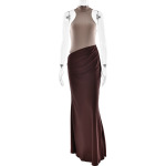 Designsoo Round neck sleeveless patchwork dress
