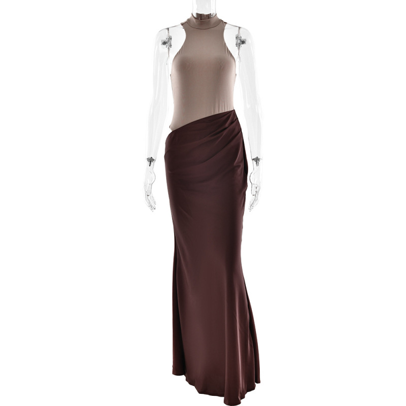 Designsoo Round neck sleeveless patchwork dress