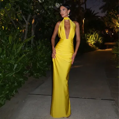 Sexy V-Neck Halter Backless Maxi Dress 02