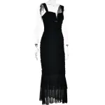 Tight pleated fishtail dress