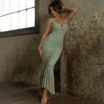 Tight pleated fishtail dress