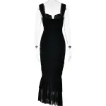 Tight pleated fishtail dress