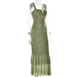 Tight pleated fishtail dress