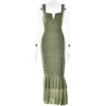 Tight pleated fishtail dress